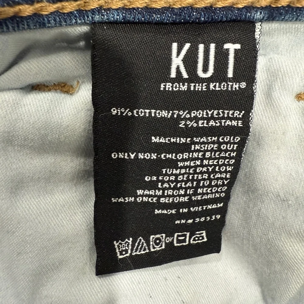 Kut from the Kloth High Rise Frayed-Hem Blue Denim Skinny Jeans Size 12